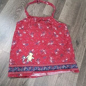 Vintage Y2K Disney Store Winnie The Pooh Piglet Girl Halter Top 6/6X Red Paisley